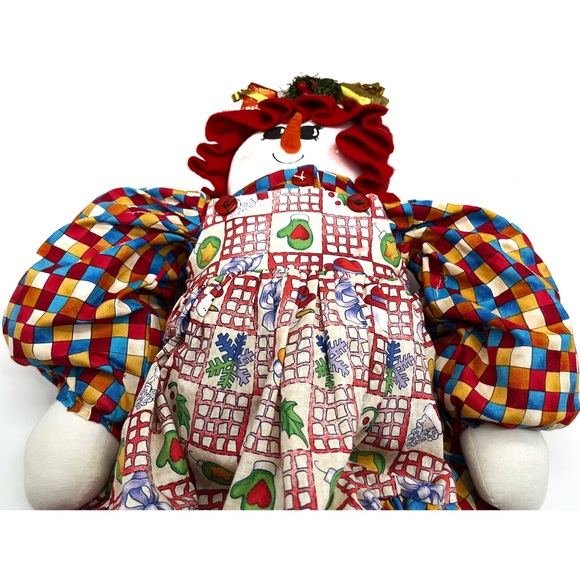 Vintage ca 10”980s Snow Woman Holiday Decor Cabbage kid doll Gifts Christmas - Picture 4 of 5